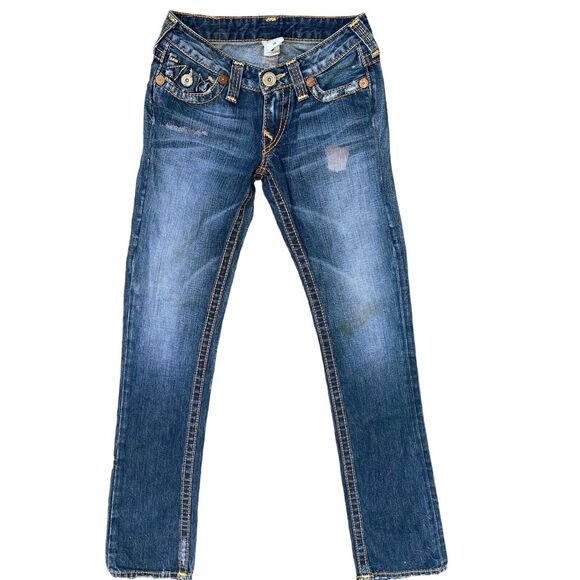 True Religion 80ties Vintage Jeans Sz 26 Women Patch Pockets Leather Tag Bootcu - Picture 9 of 15